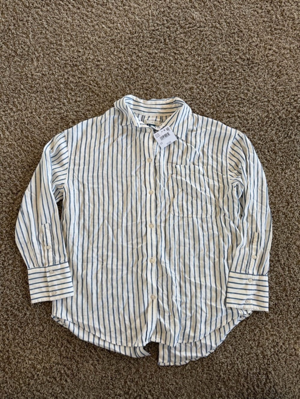 Women’s Striped Button-Up Shirt - Blue/White
